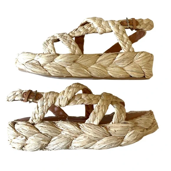 CLERGERIE Antona Size 41/US 10.5 Raffia Espadrille Slingback Platform Sandal NEW